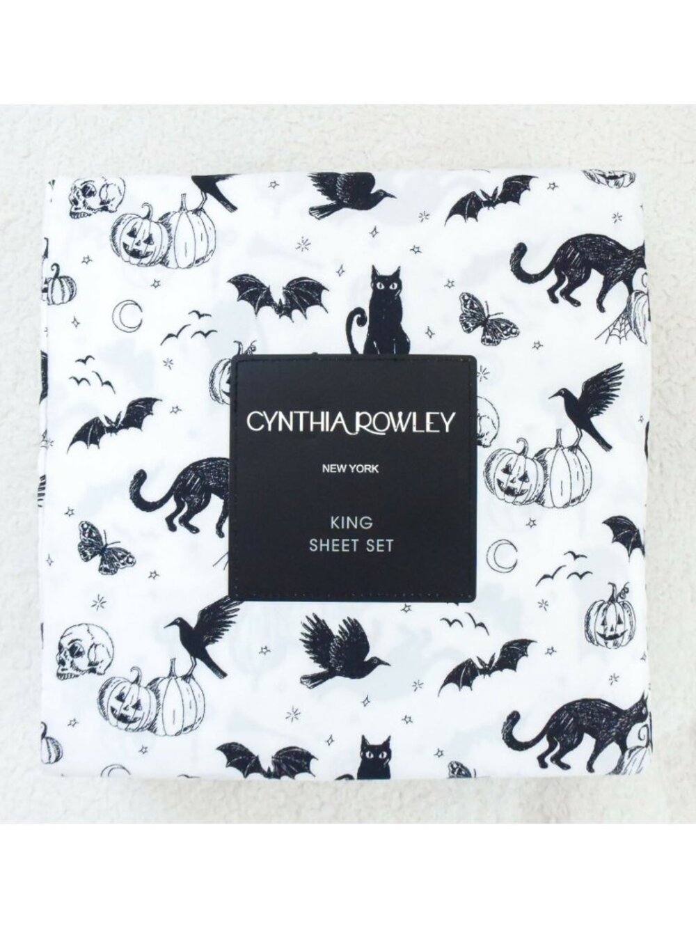 *Cynthia Rowley* Halloween Haunted Cats, Ghost, Pumpkin Sheets Set - KING - NEW!
